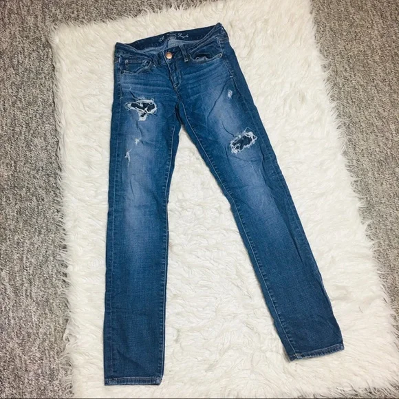 American Eagle Outfitters Skinny Jeans Ripped Size 4 - Picture 2 of 15